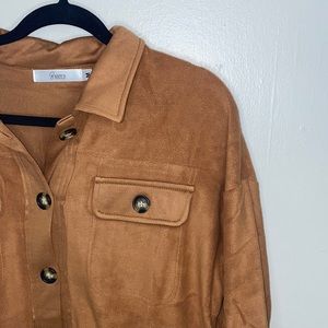 🐆Maple colored Oversized fleece button up jacket!